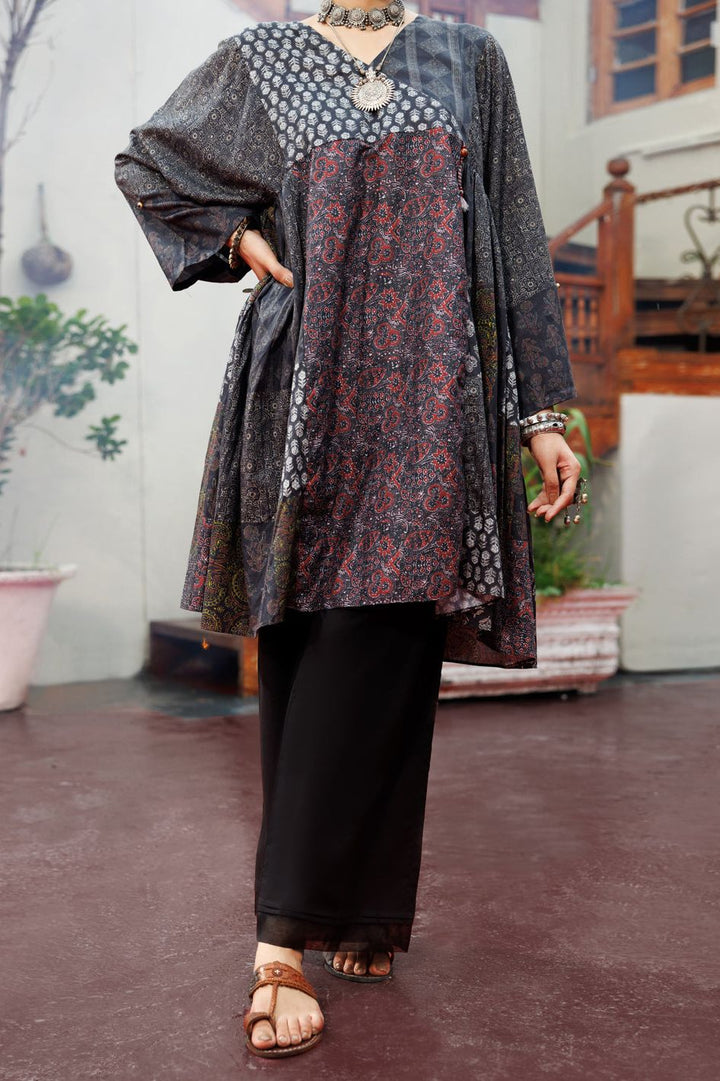 Cambric Digital Black Kurti - Almirah
