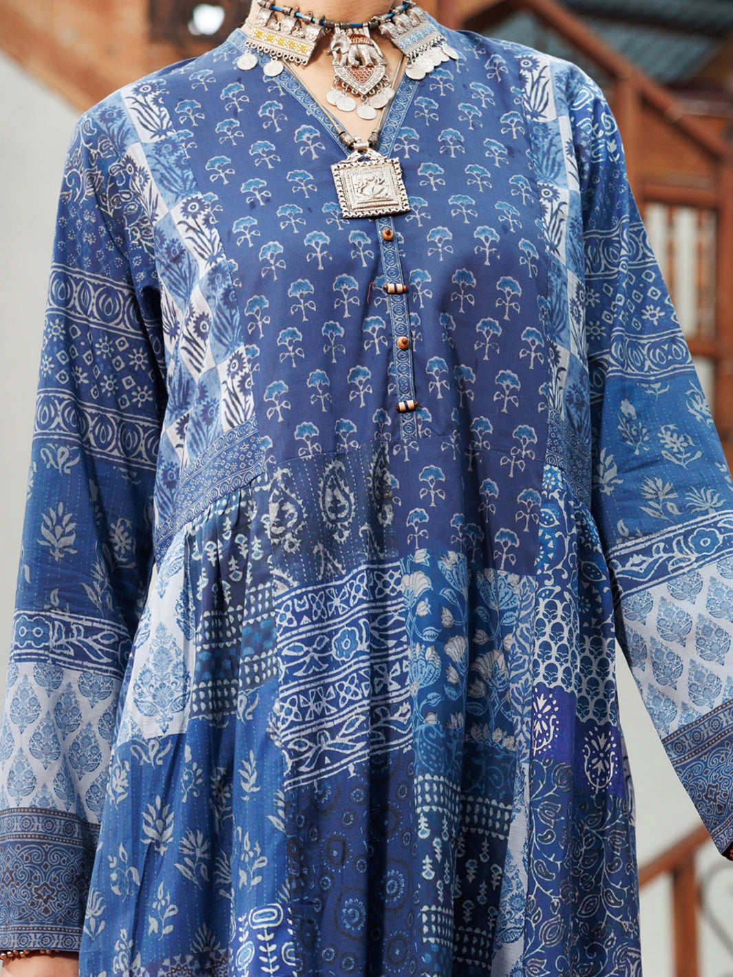 Cambric Digital Blue Kurti - Almirah