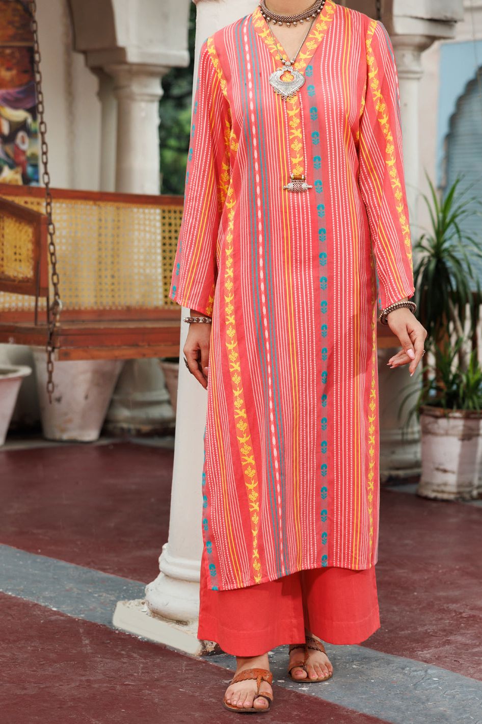 Yarn Dyed Light Pink Kurti- Almirah