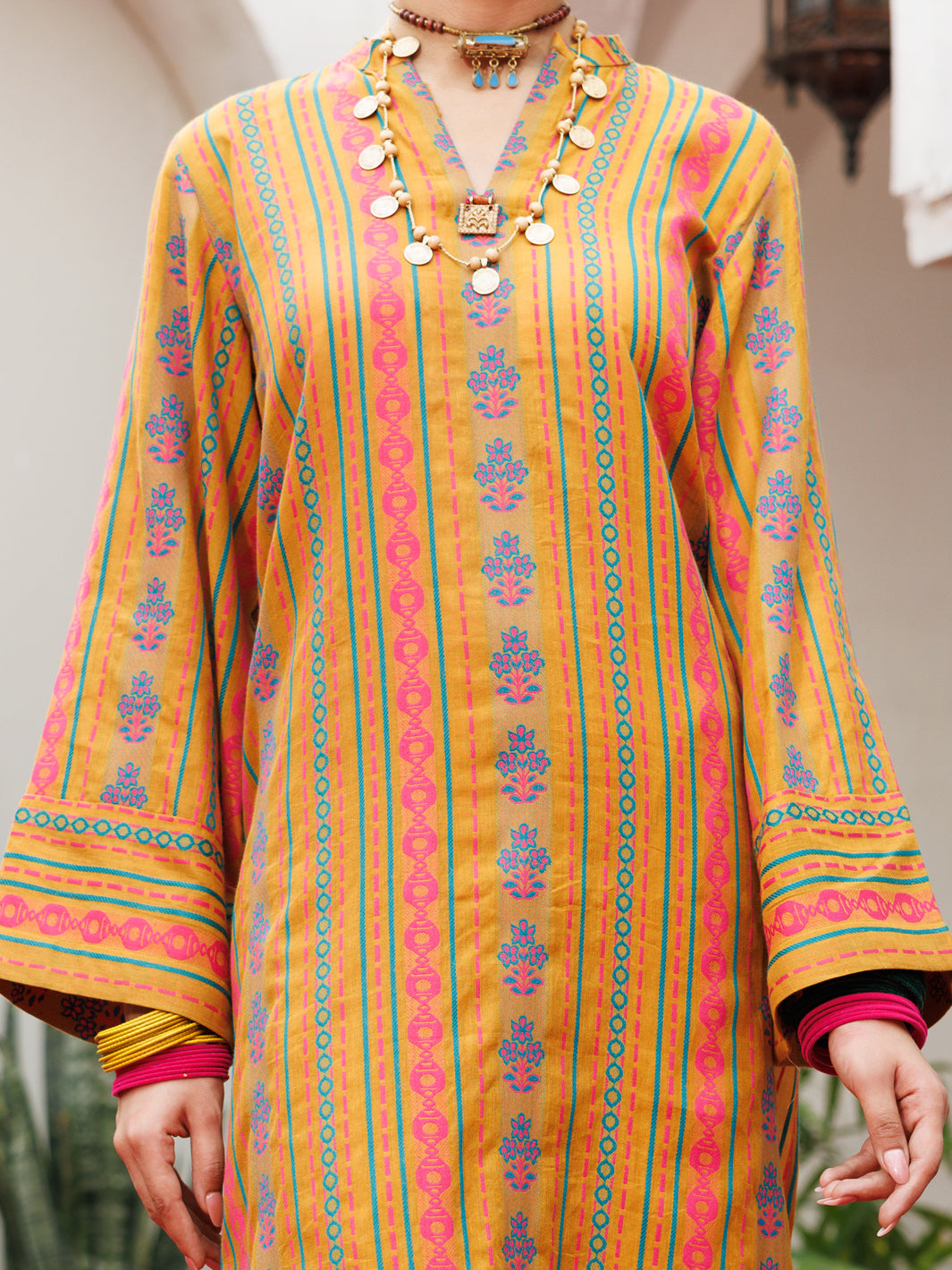 Yarn Dyed Mustard Kurti - Almirah