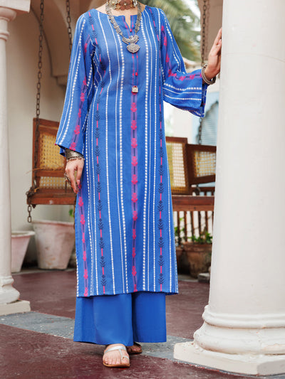 Yarn Dyed Blue Kurti - Almirah