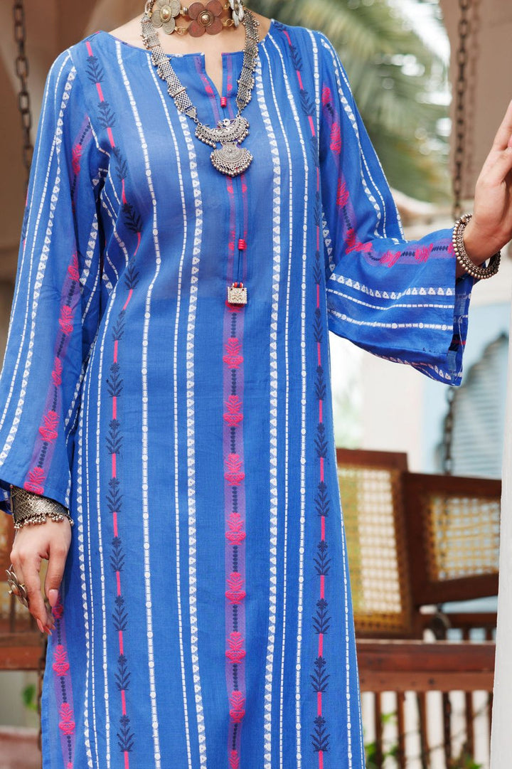 Yarn Dyed Blue Kurti - Almirah