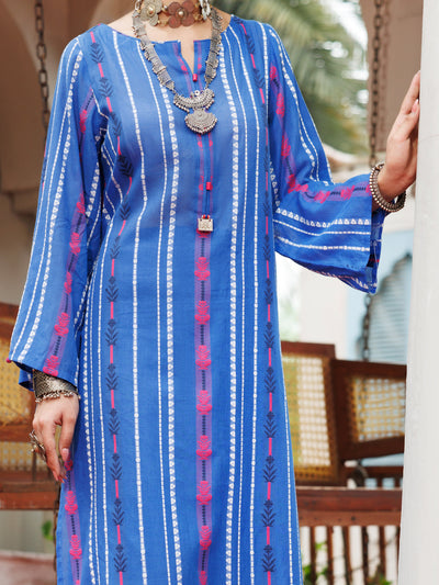 Yarn Dyed Blue Kurti - Almirah