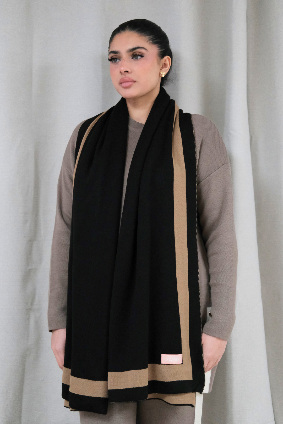 Knitted Draped Black Shawl