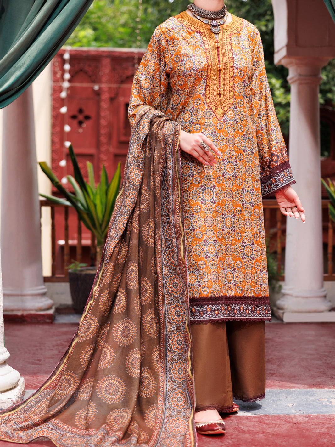 Cambric Mustard Unstitched Suit - Almirah