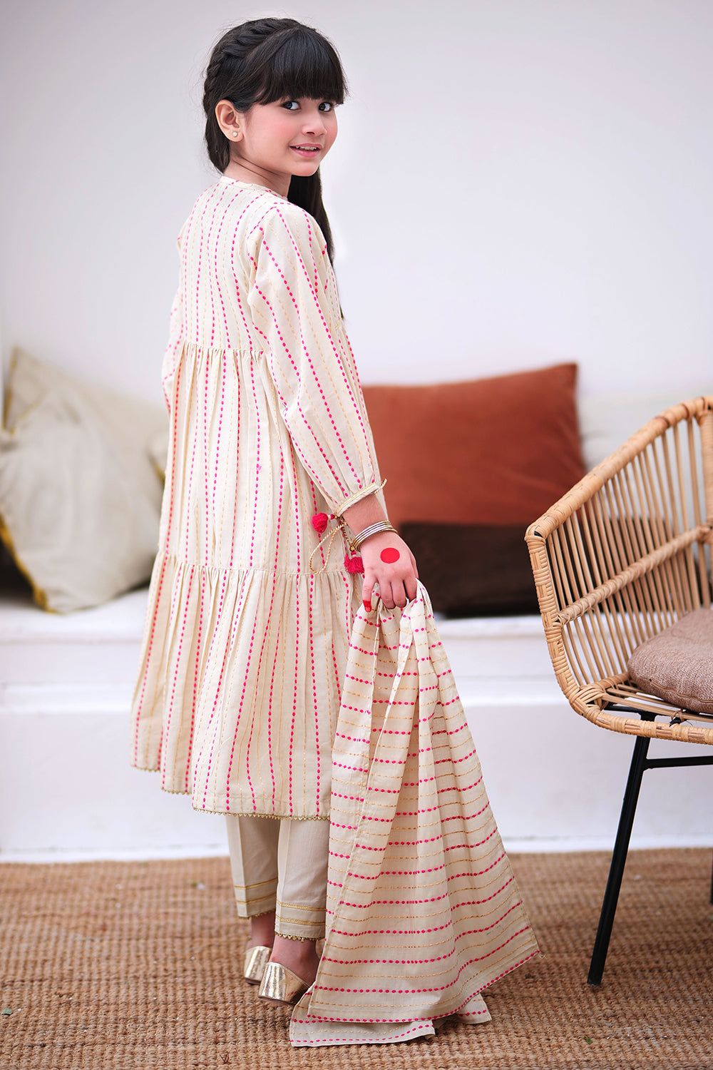 Cotton Dobby  Fawn 3 Piece Suit - Senorita