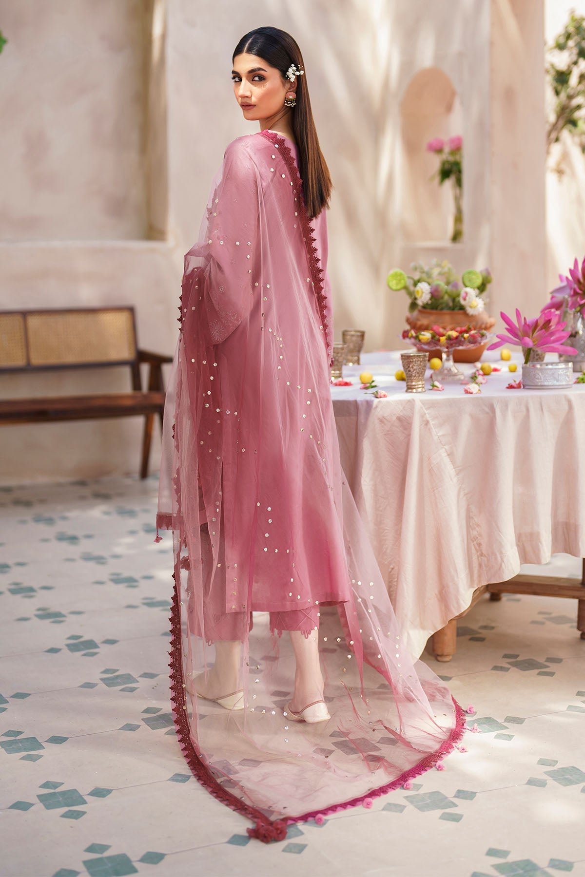 Lawn Pink Stitched Suit - Nureh