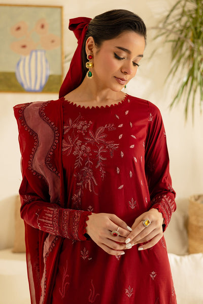 Lawn Maroon Stitched Suit - Nureh