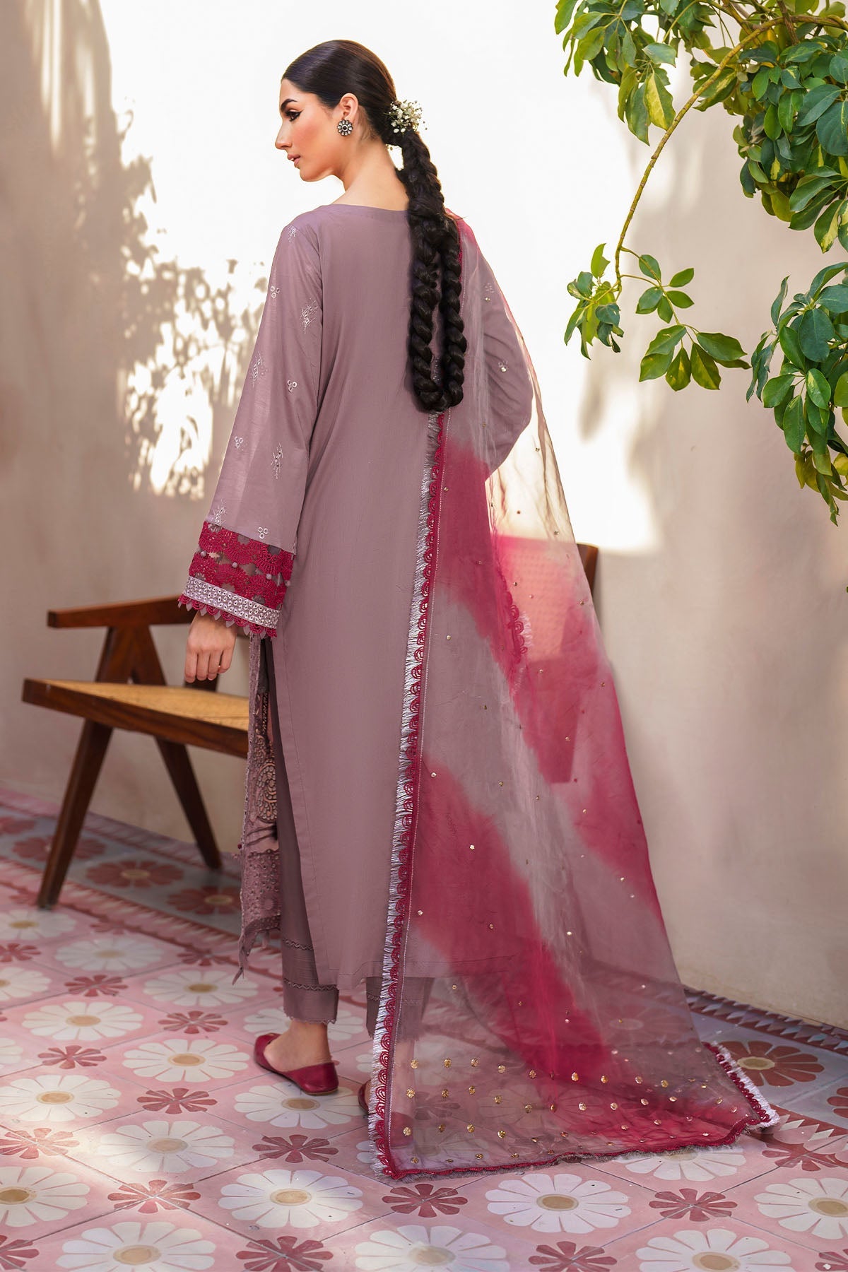 Lawn Purple Stitched Suit - Nureh