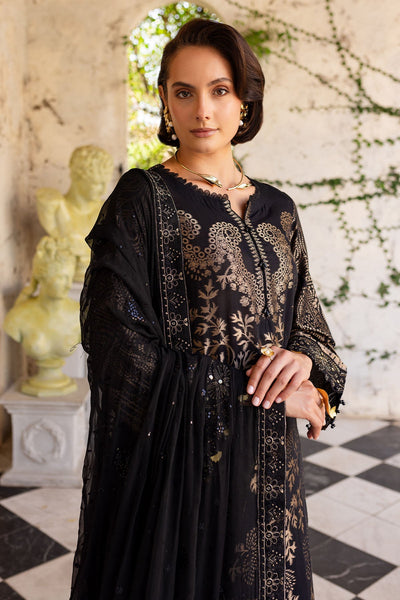 Embroidered Lawn Jacquard Black Stitched Suit - Nureh