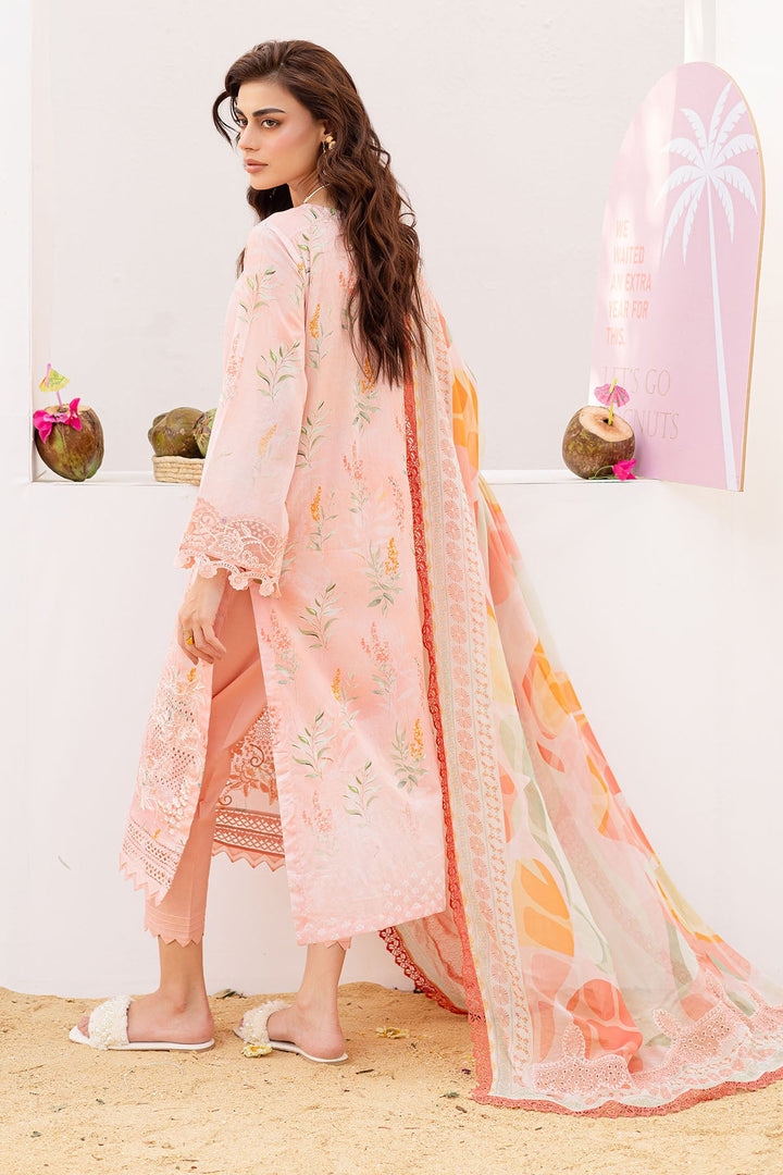 Lawn Peach Stitched Suit - Nureh Gardenia