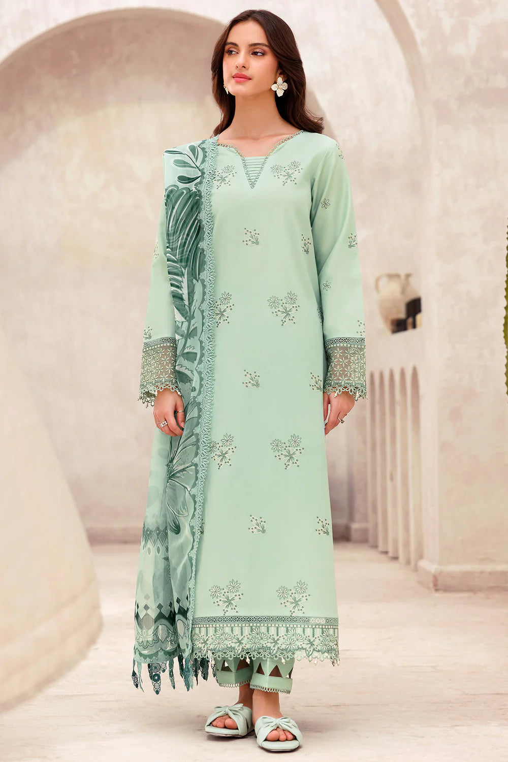 Aqua Cascade - Bahaar Embroidered Eid Lawn Stitched