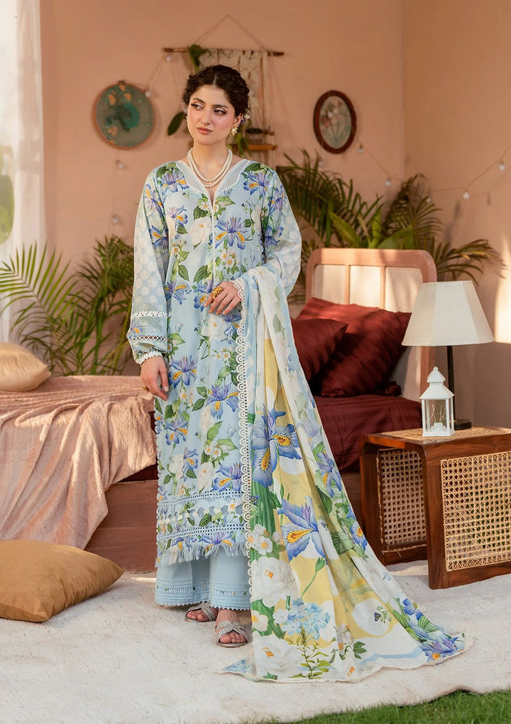 Lawn Sky Blue Stitched Suit - Elaf