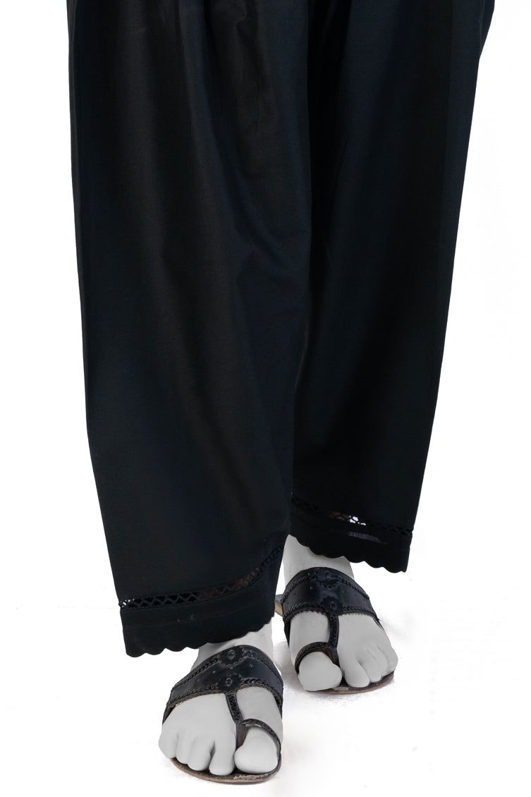 Raw Silk Black Shalwar - J. Junaid Jamshed