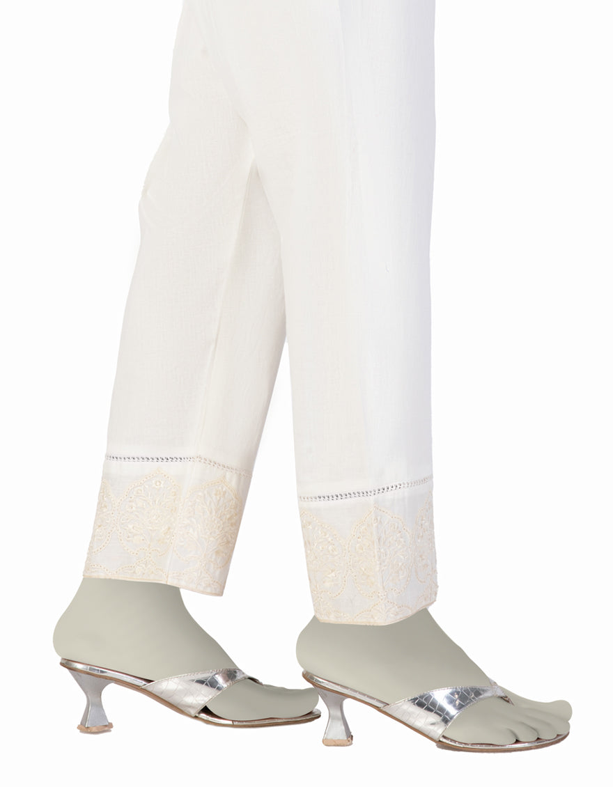 Lawn Off White Trouser - J. Junaid Jamshed