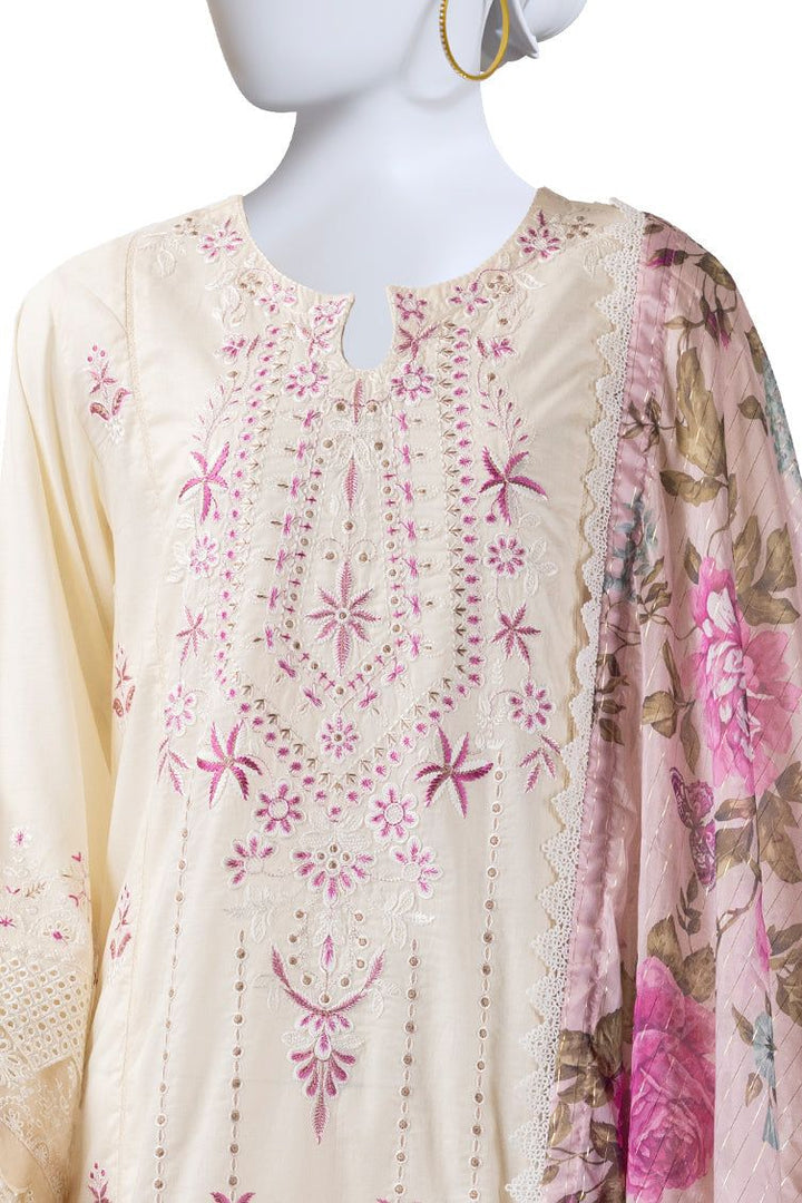 Lawn Brown Stitched Suit - J. Junaid Jamshed