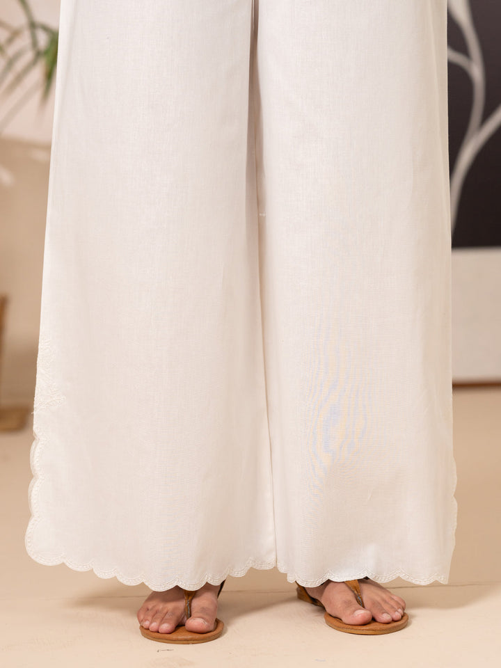 Cotton Lawn White Trousers - Almirah