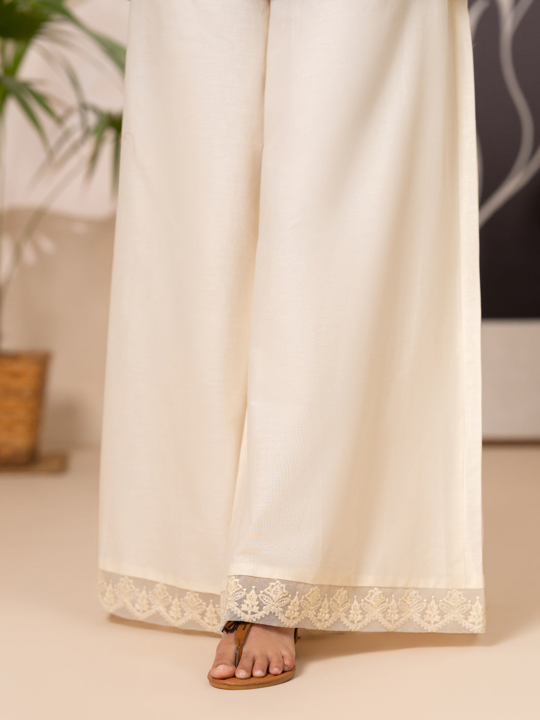 Cotton Lawn White Trousers - Almirah