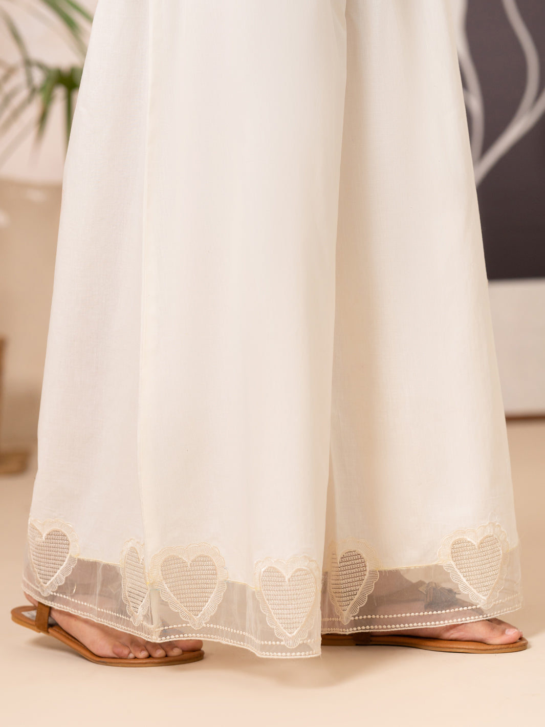 Cotton Lawn Off White Trousers - Almirah