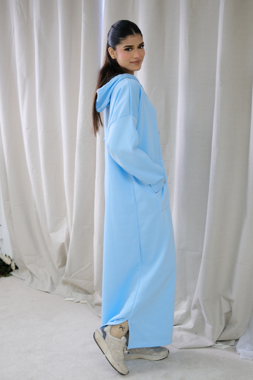 Signature Sky Blue Hoodie Dress