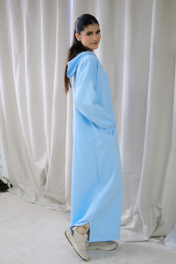 Signature Sky Blue Hoodie Dress