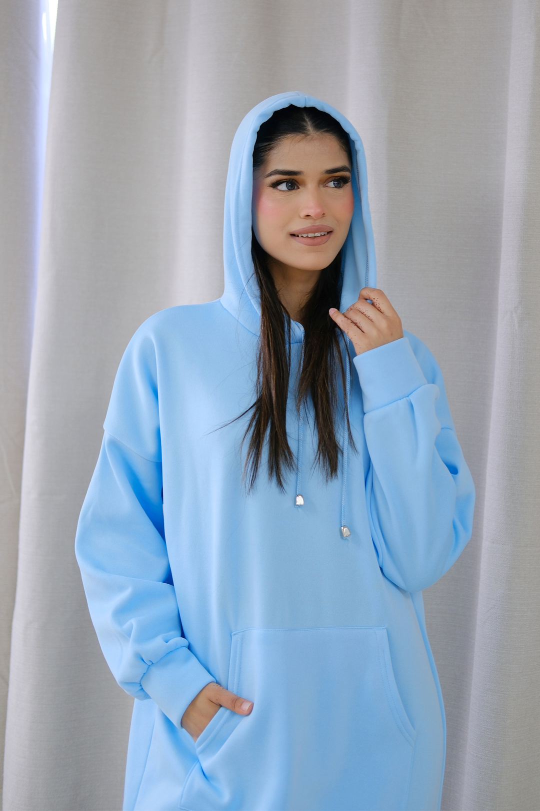 Signature Sky Blue Hoodie Dress
