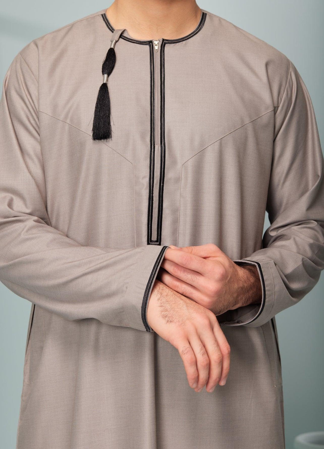 Omaar Beige and Black Premium Jubba - Jiah