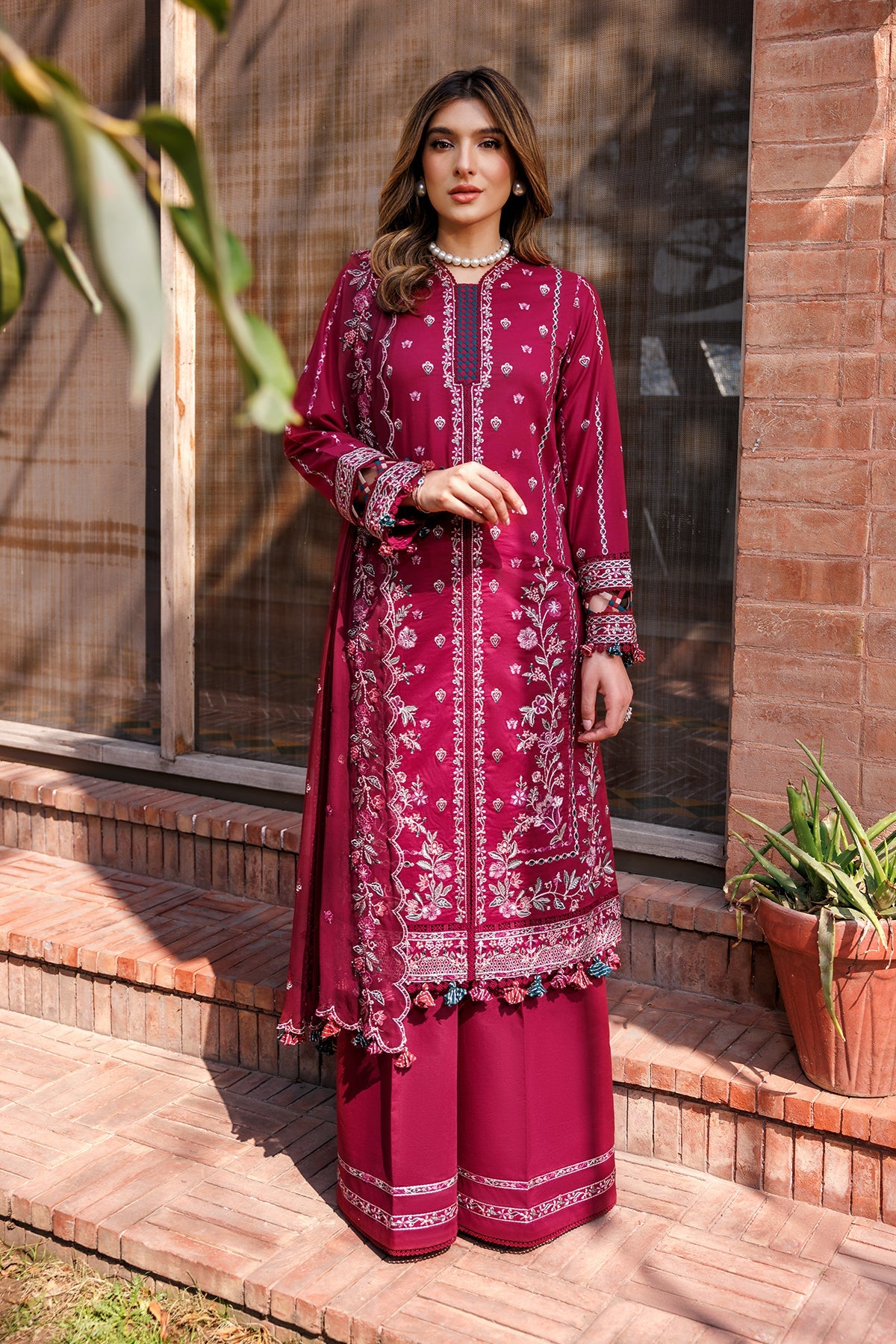 Garnet Glam - Farasha Luxury Festive Stitched