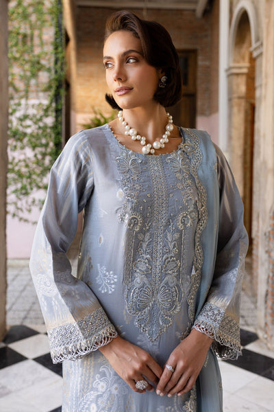 Embroidered Lawn Jacquard Grey Stitched Suit - Nureh