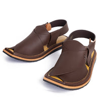 Plain Chocolate Brown Peshawari Chappal - J. Junaid Jamshed