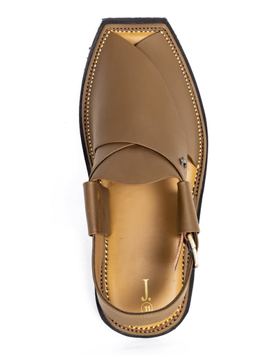 Plain Camel Brown Peshawari Chappal - J. Junaid Jamshed