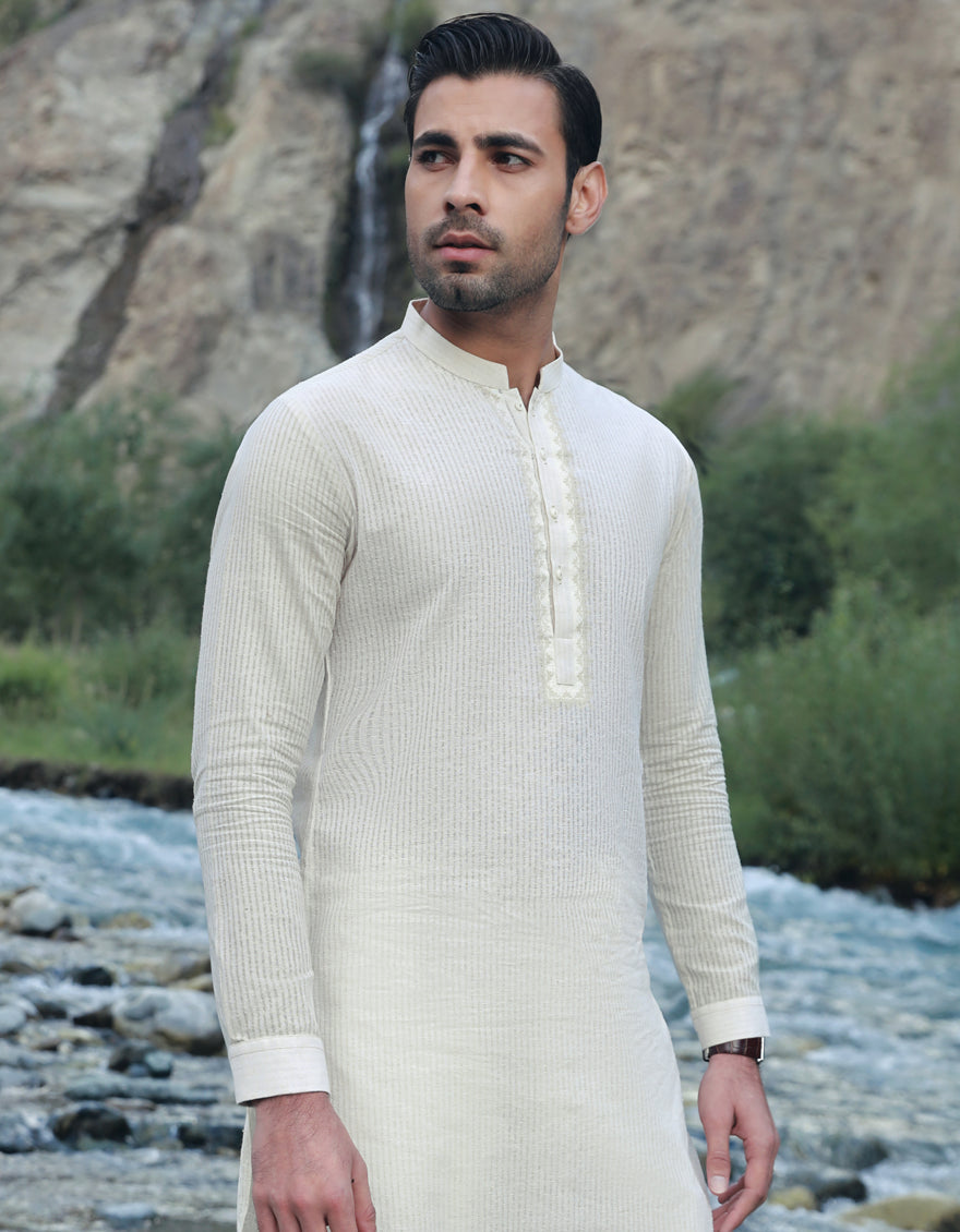 Blended Light Grey Shalwar Kameez - J. Junaid Jamshed