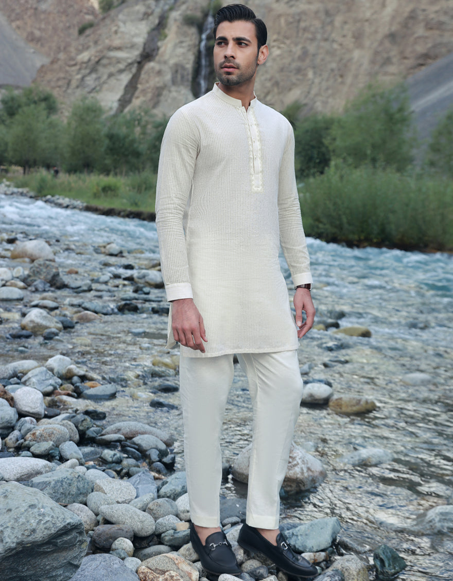 Blended Light Grey Shalwar Kameez - J. Junaid Jamshed