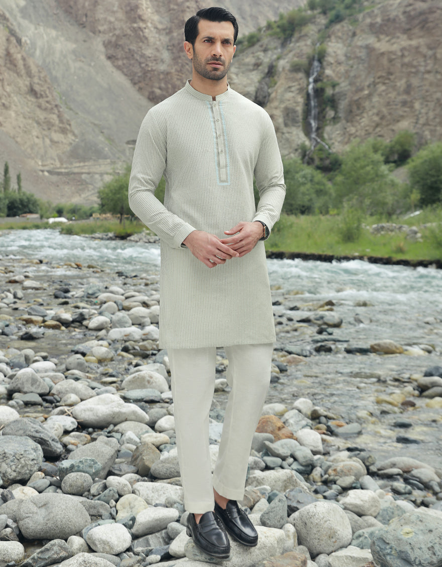 Cotton Light Blue Shalwar Kameez - J. Junaid Jamshed