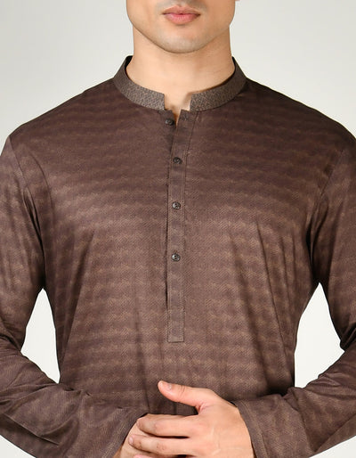 Cotton Brown Kurta - J. Junaid Jamshed