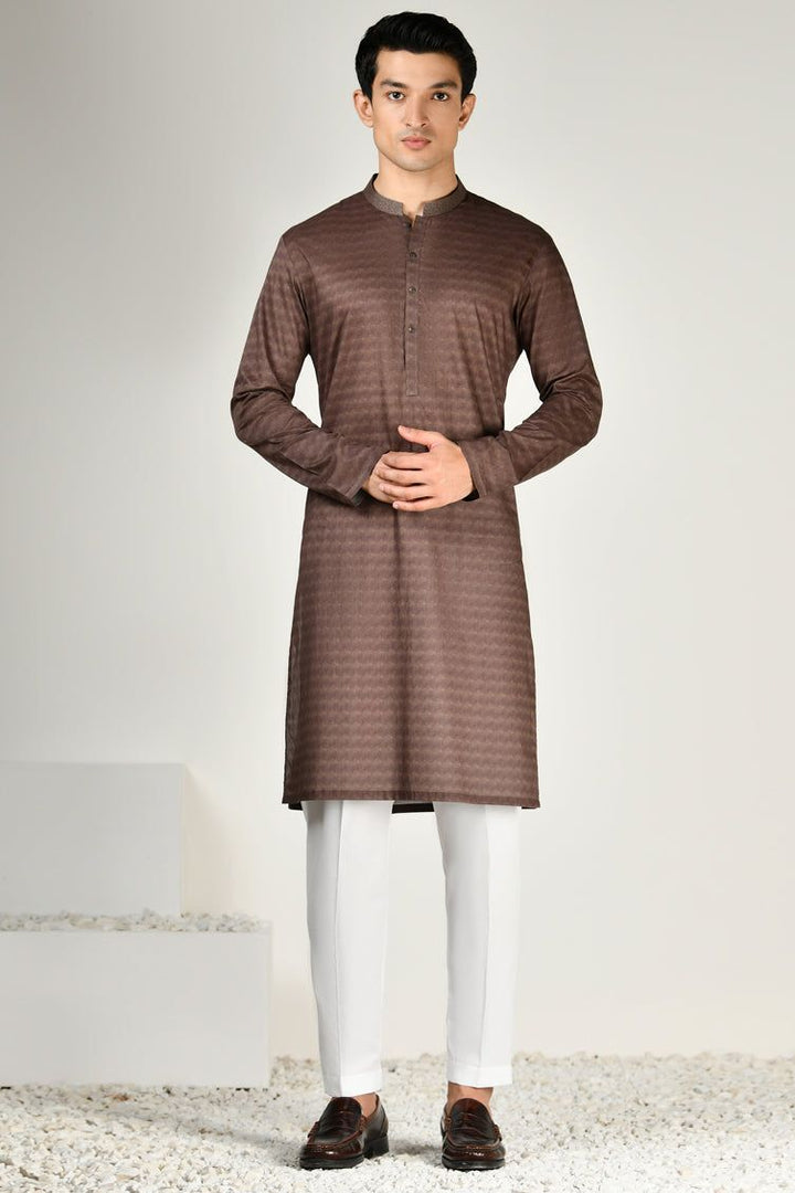 Cotton Brown Kurta - J. Junaid Jamshed