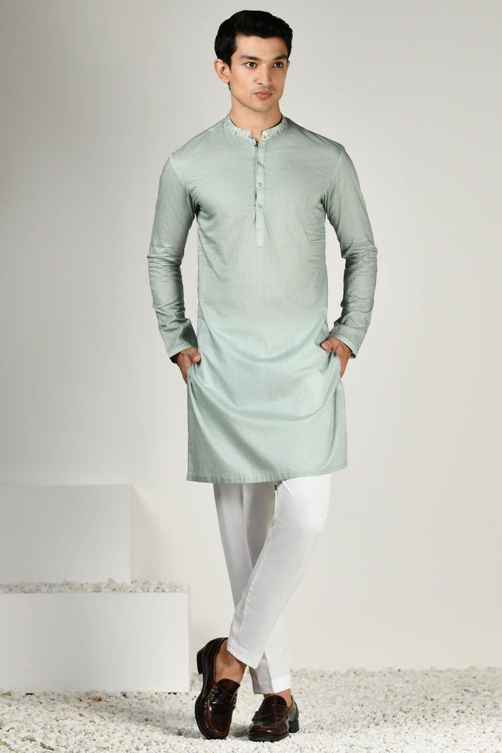 Cotton Apple Green Kurta - J. Junaid Jamshed