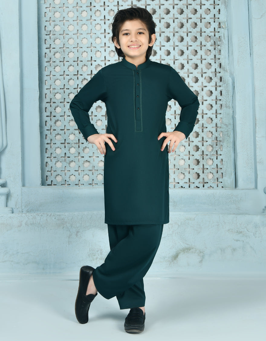 Blended Green Kameez Shalwar - J. Junaid Jamshed