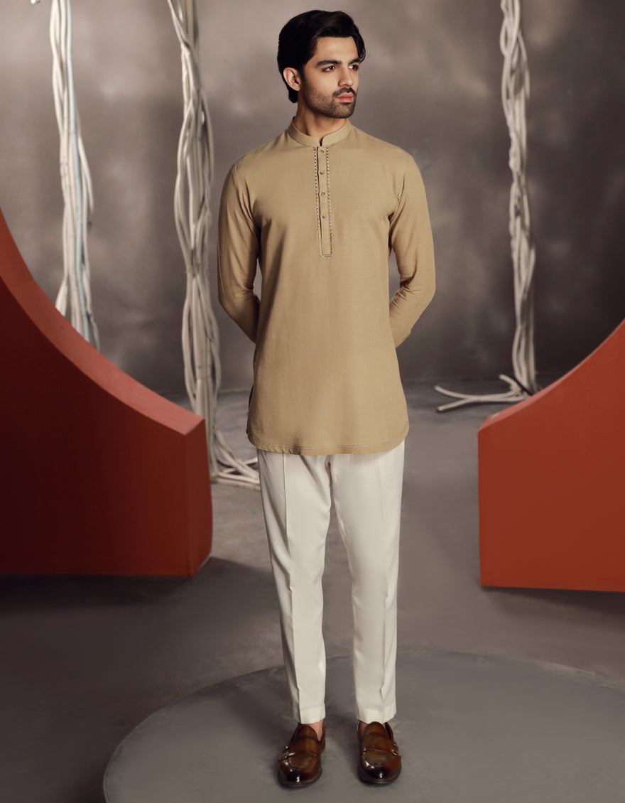 Cotton Brown Kurta - J. Junaid Jamshed