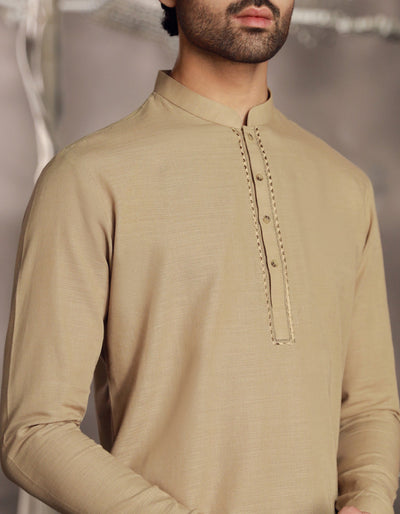 Cotton Brown Kurta - J. Junaid Jamshed