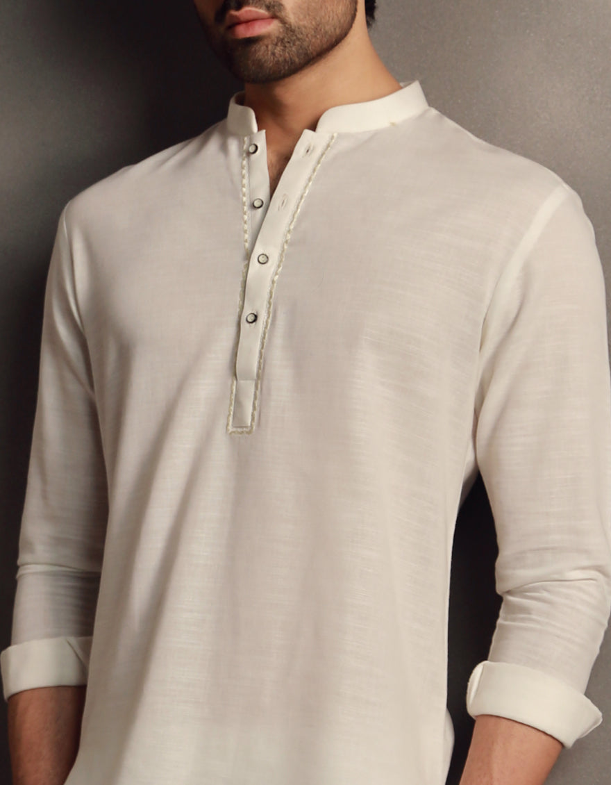 Cotton White Kurta - J. Junaid Jamshed