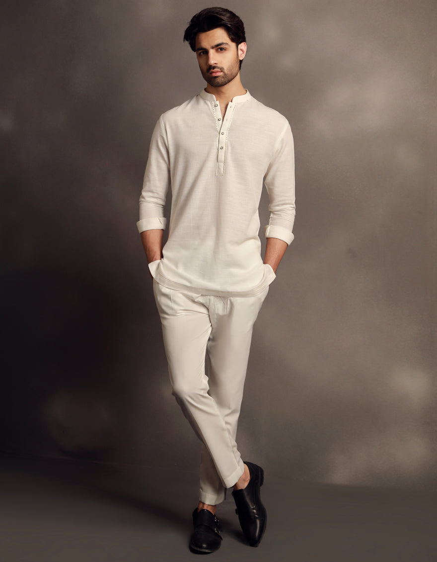 Cotton White Kurta - J. Junaid Jamshed