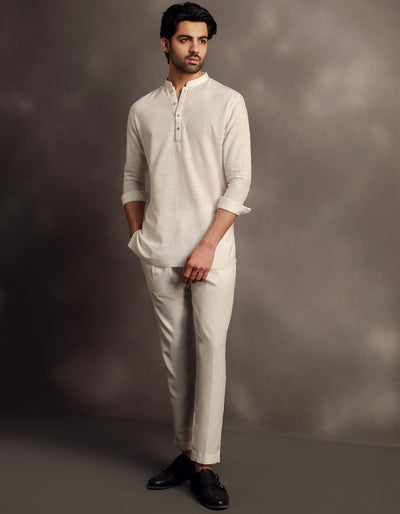 Cotton White Kurta - J. Junaid Jamshed