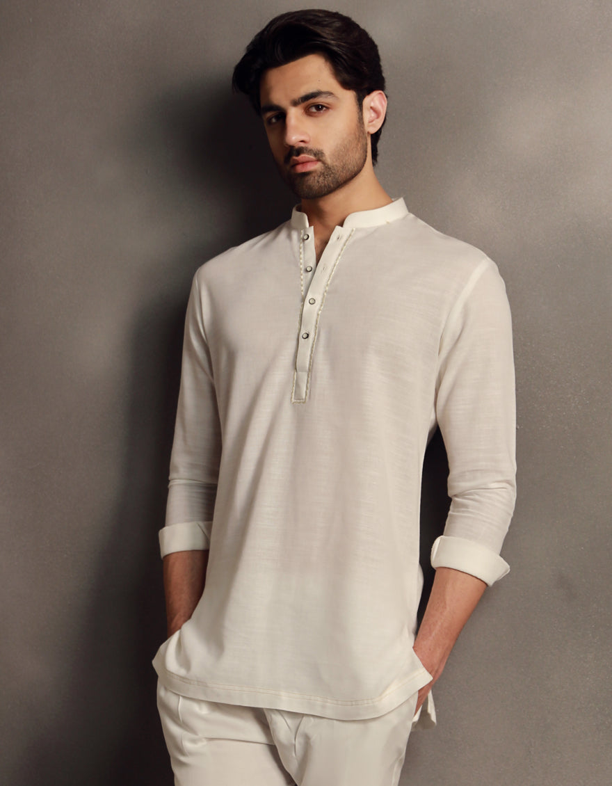 Cotton White Kurta - J. Junaid Jamshed