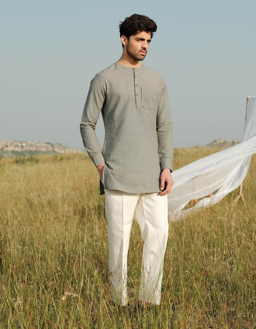 Cotton Aqua Short Kurta - J. Junaid Jamshed