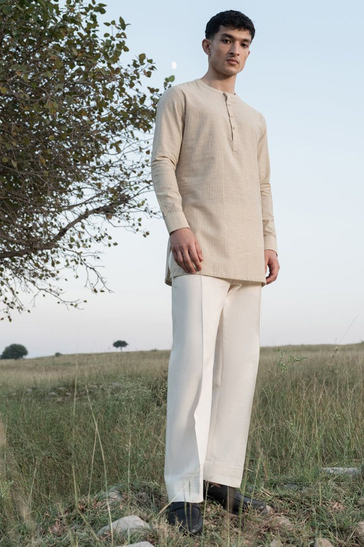 Cotton Light Green Short Kurta - J. Junaid Jamshed