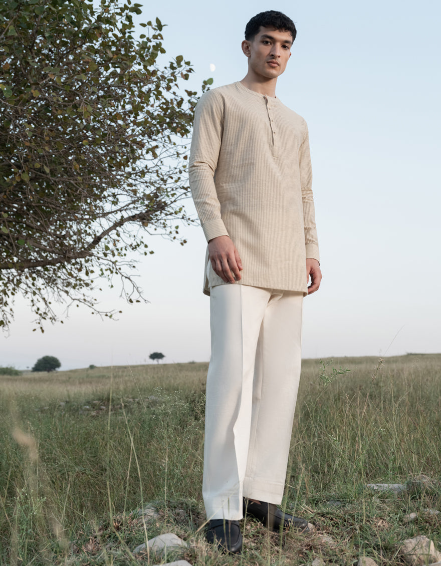 Cotton Light Green Short Kurta - J. Junaid Jamshed