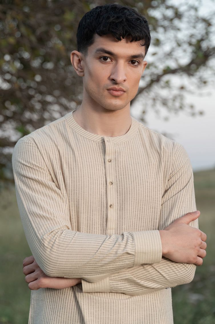 Cotton Light Green Short Kurta - J. Junaid Jamshed