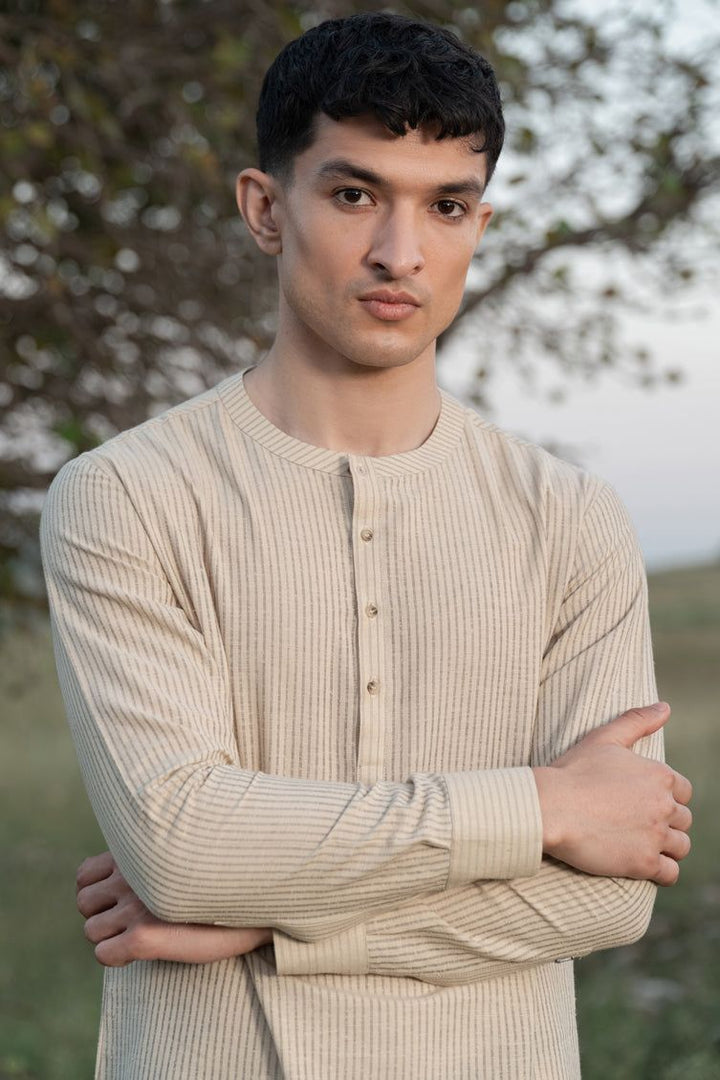 Cotton Light Green Short Kurta - J. Junaid Jamshed