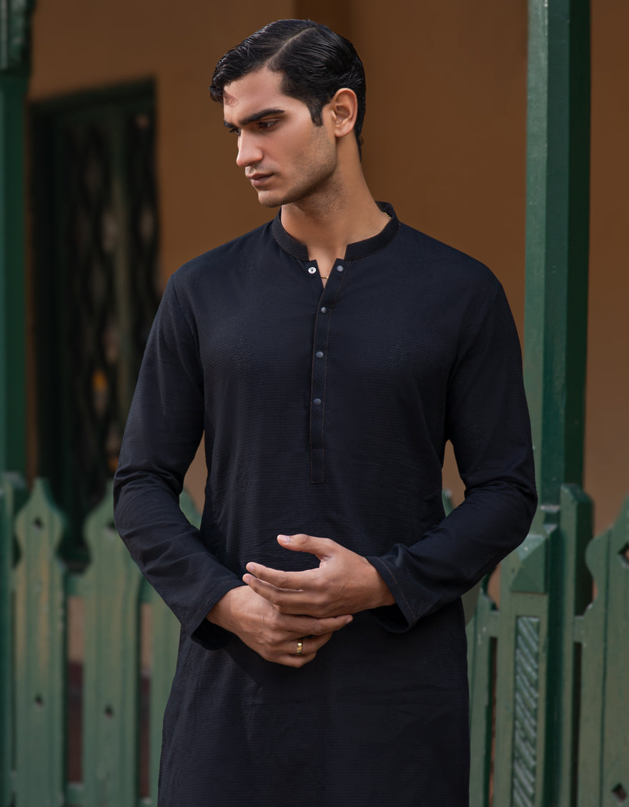 Cotton Black Kurta Trouser - J. Junaid Jamshed